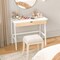 Costway Computer Desk Wooden Workstation Vanity Table w/ 1 Drawer & Rubber Wood Legs